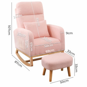 Levede Rocking Chair Ottoman Footrest With Side Pocket - Image 3