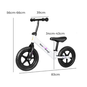 BoPeep Kids Balance Bike Ride On Toys White - Image 3